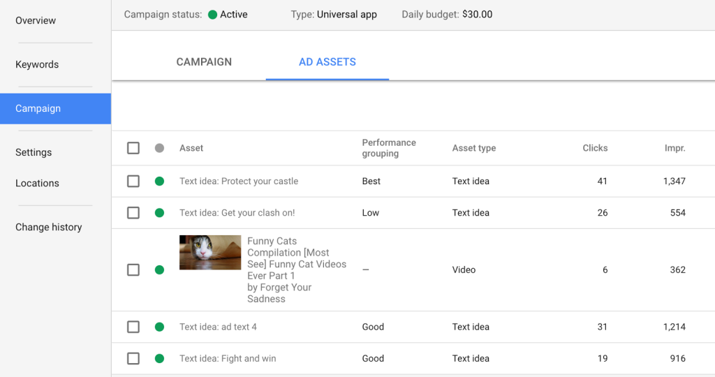 Use Google App campaign’s asset reporting Google App Campaign Specs