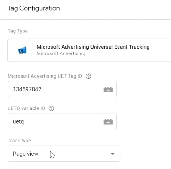 insert the ID copied from the Microsoft Ads interface