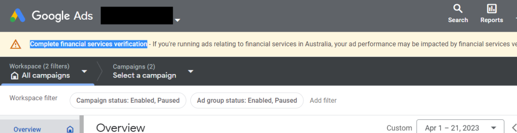 What is Google Ads’ financial services verification?