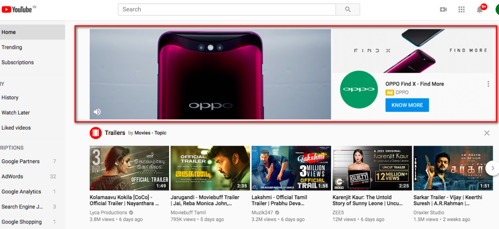 YouTube Ads types Masthead Ads