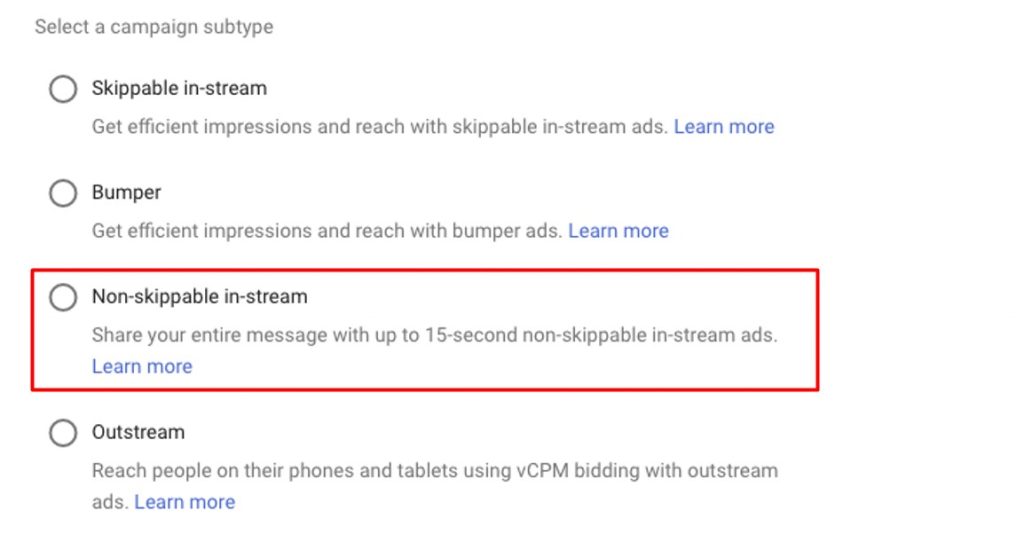 set up your non-skippable YouTube ads 3