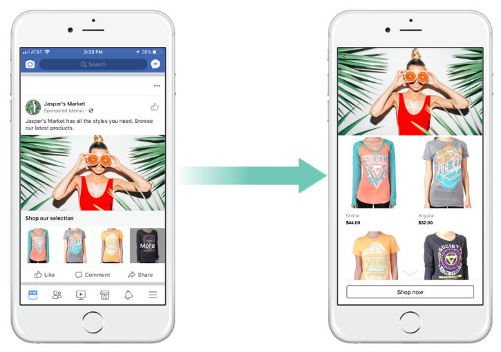 collection ads facebook instant experience