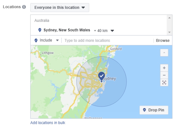 Facebook ad location targeting