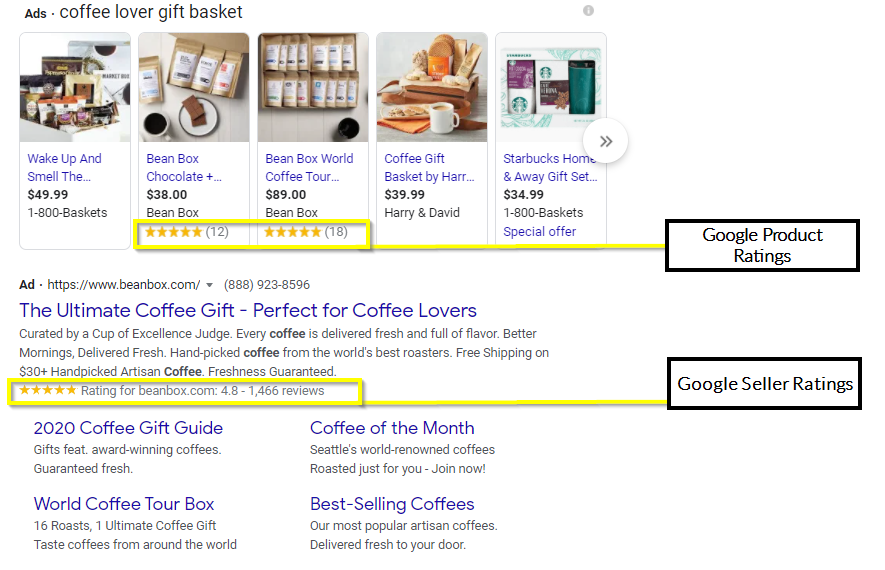Google Product Ratings and seller ratings