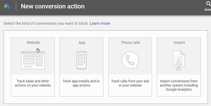 Types of Google conversions