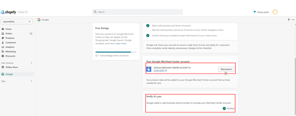 connect your Google Merchant account