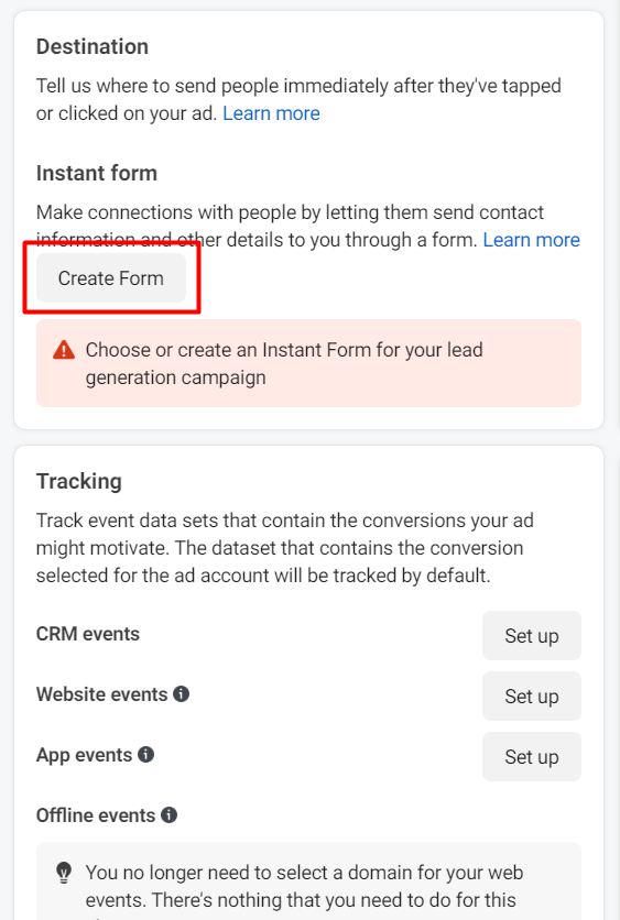 Build Lead Gen Ads Instant Form