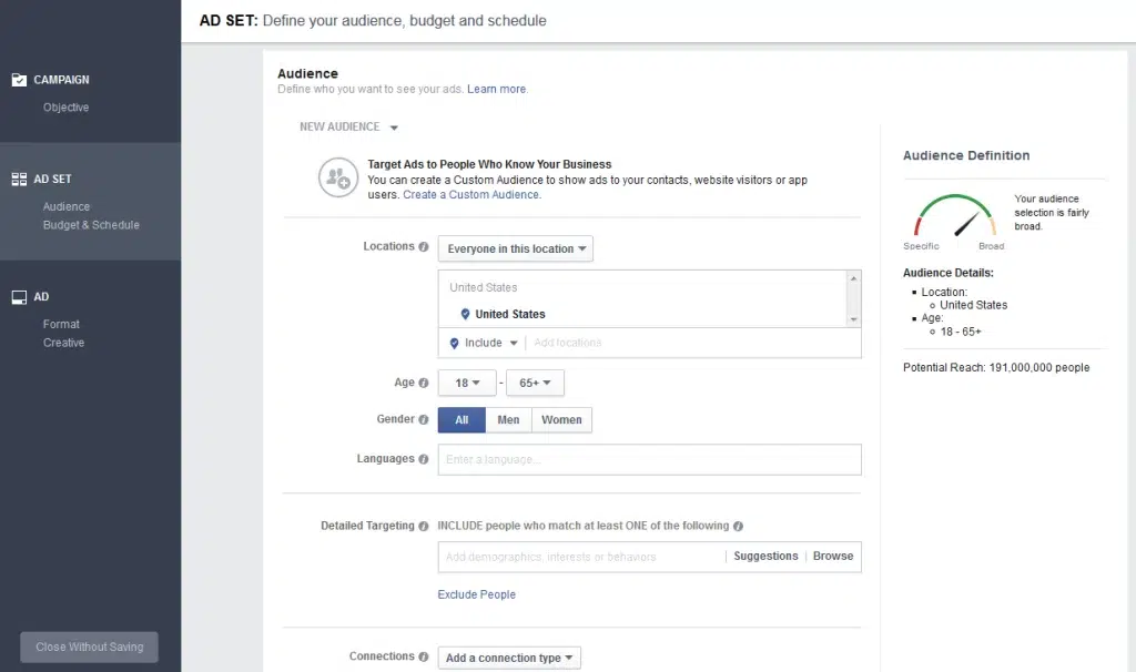 How to Set Up Facebook Ad Targeting in Meta Ads Manager - Step 3