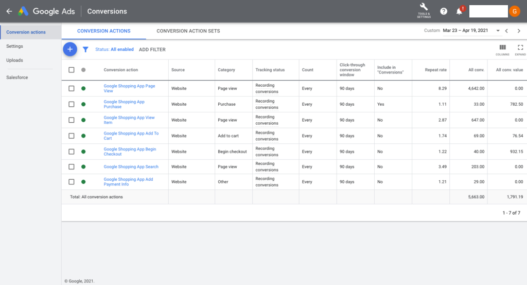 Check conversion tracking tag