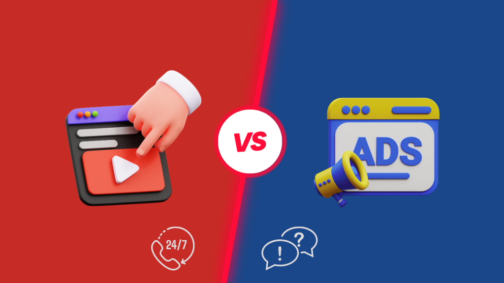 Support from YouTube vs Facebook ads