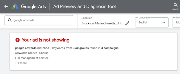 Ad Preview and Diagnosis Tool