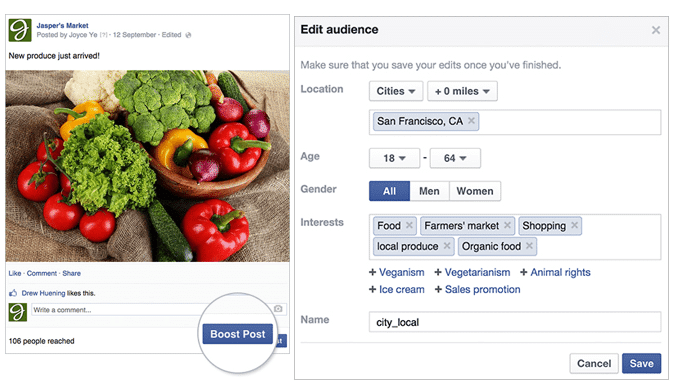 Facebook Boost Post Example_Jasper’s Market