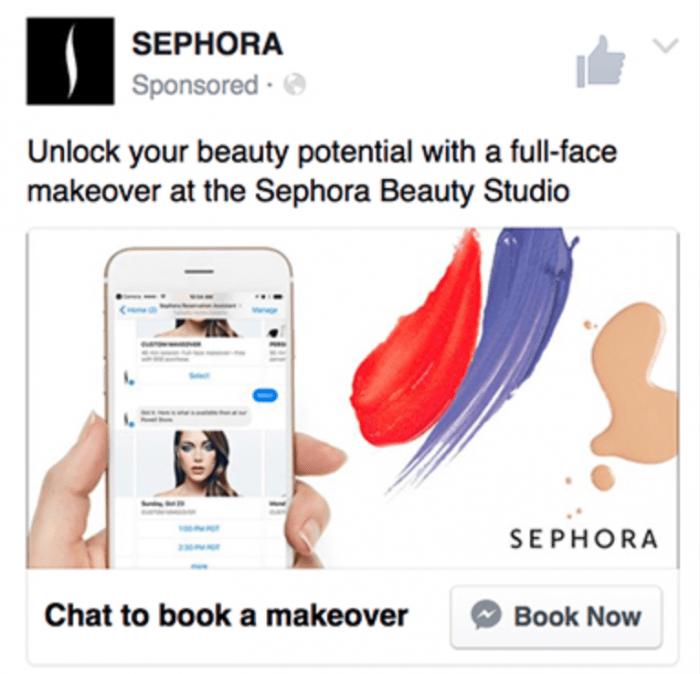 facebook messenger ads examples_Sephora