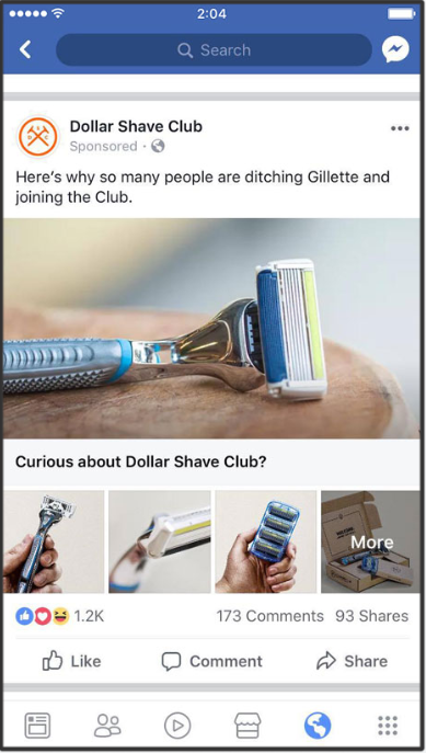 Facebook ad example_Dollar Shave Club