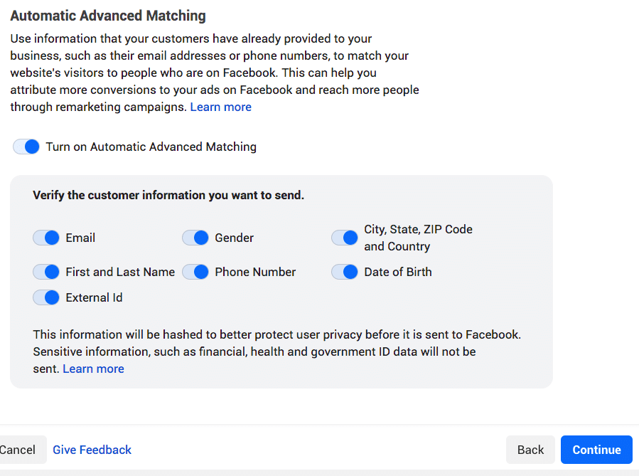 Facebook Pixel_Automated Advanced Matching
