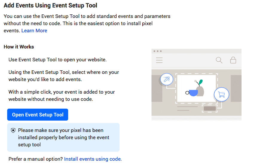 Add events using event setup tool