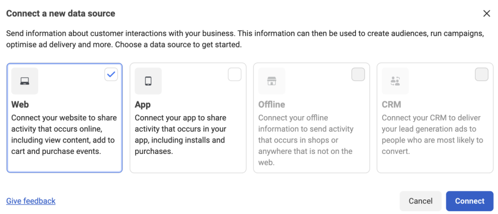 Facebook Pixel_Connect a new data source