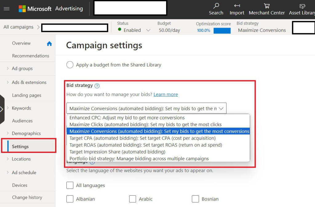 How to Set Microsoft Ads Bid Strategy?