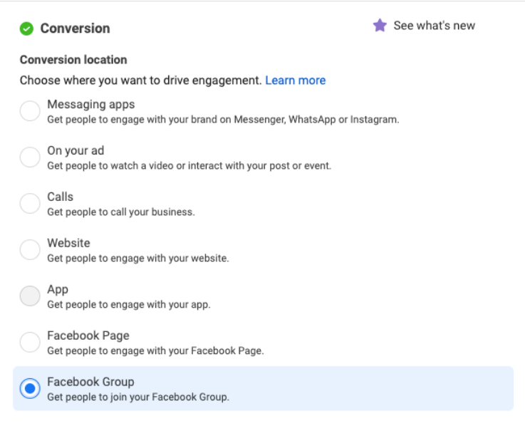 Set up an ad campaign for Facebook Group - On your ads