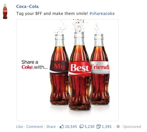Best Facebook Image Ads examples - Share A Coke