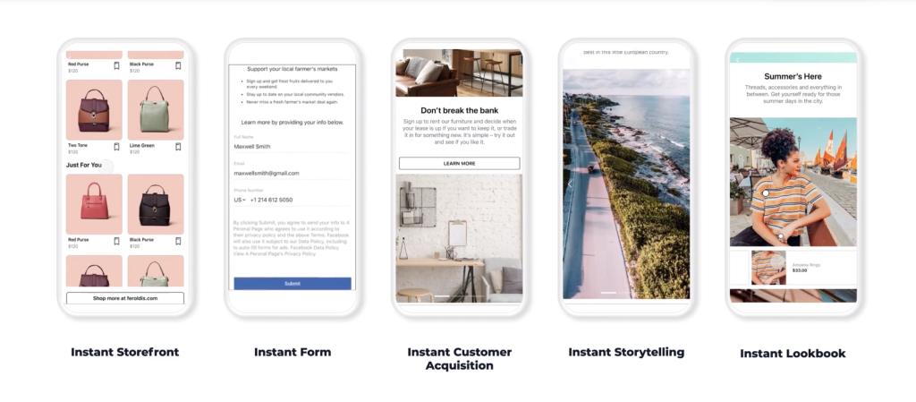 5 Templates of Facebook Instant Experience
