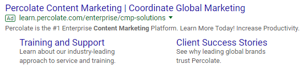 Google text ad on desktop_Percolate