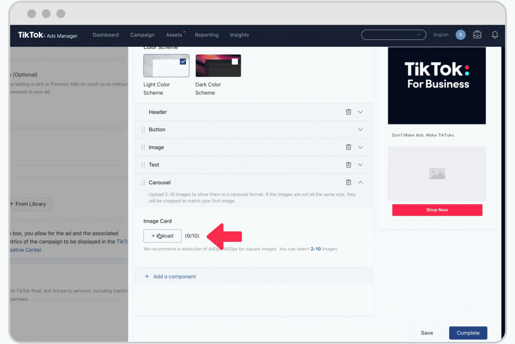 Customize TikTok Instant Pages carousel
