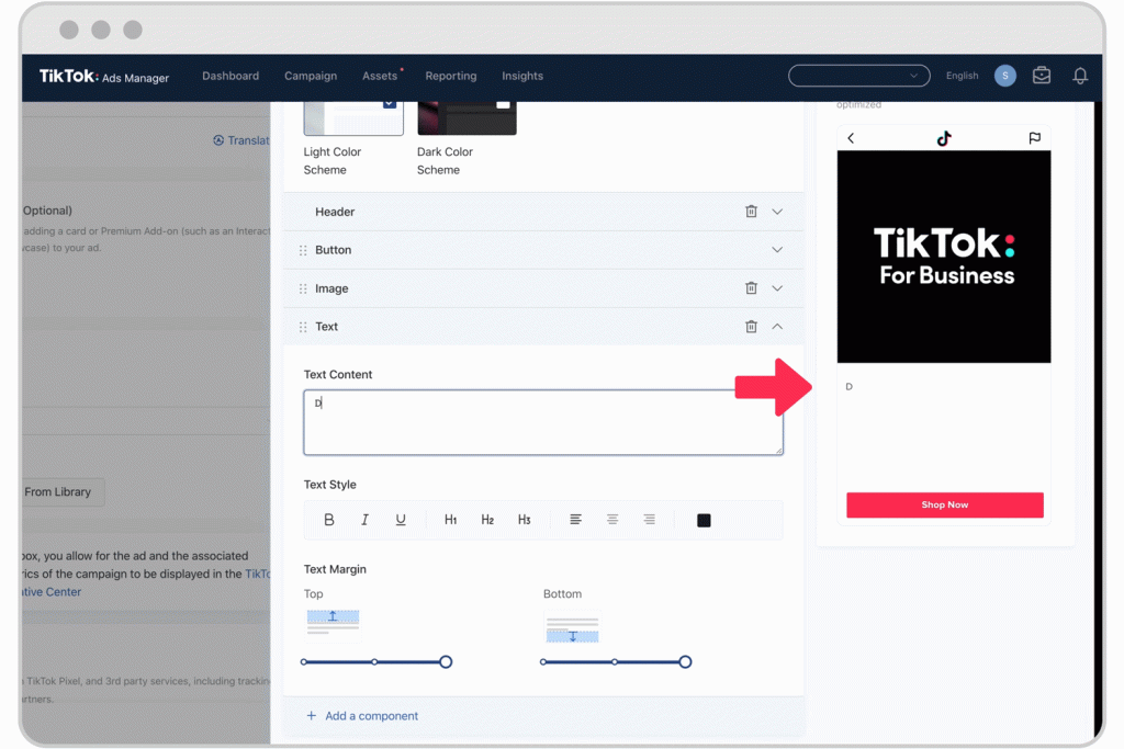 Customize TikTok Instant Pages text