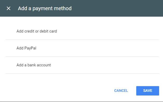 Available Bing Ads Payment Methods