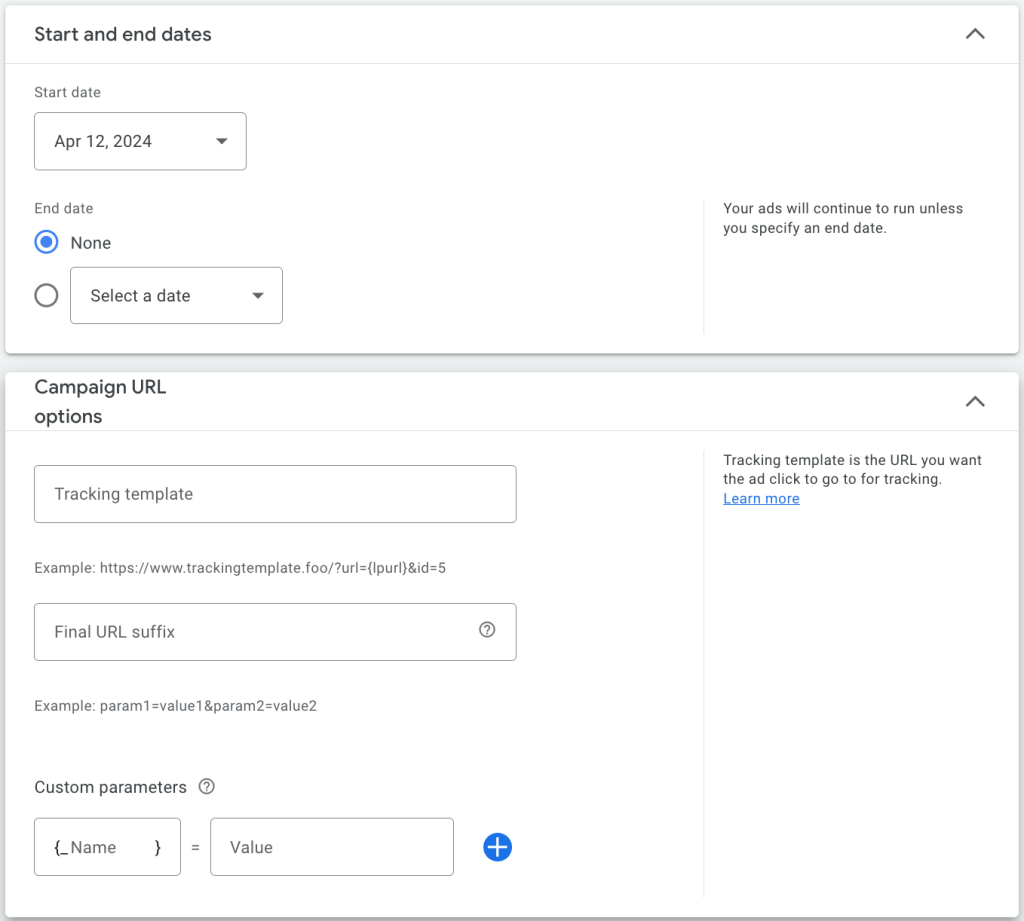 Dates and URL Settings