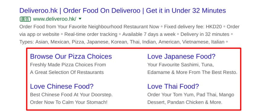Use structured snippets for Google restaurant ads