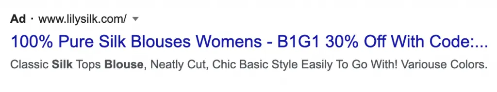 Google ads for clothing brands_Search ads
