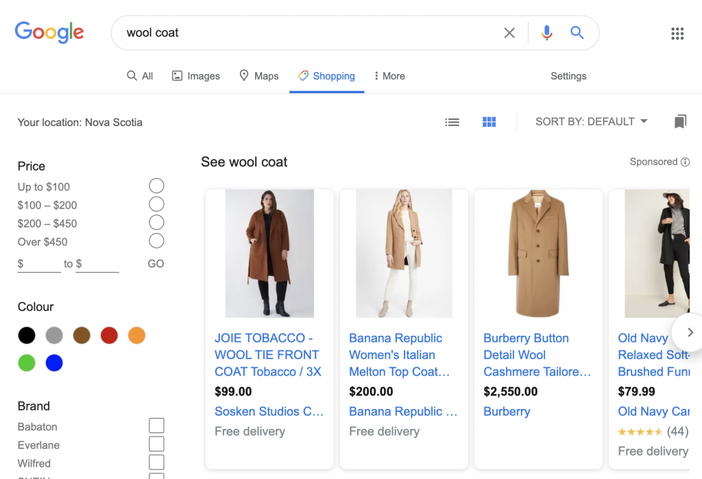 Google ads for clothing brands_Shopping ads