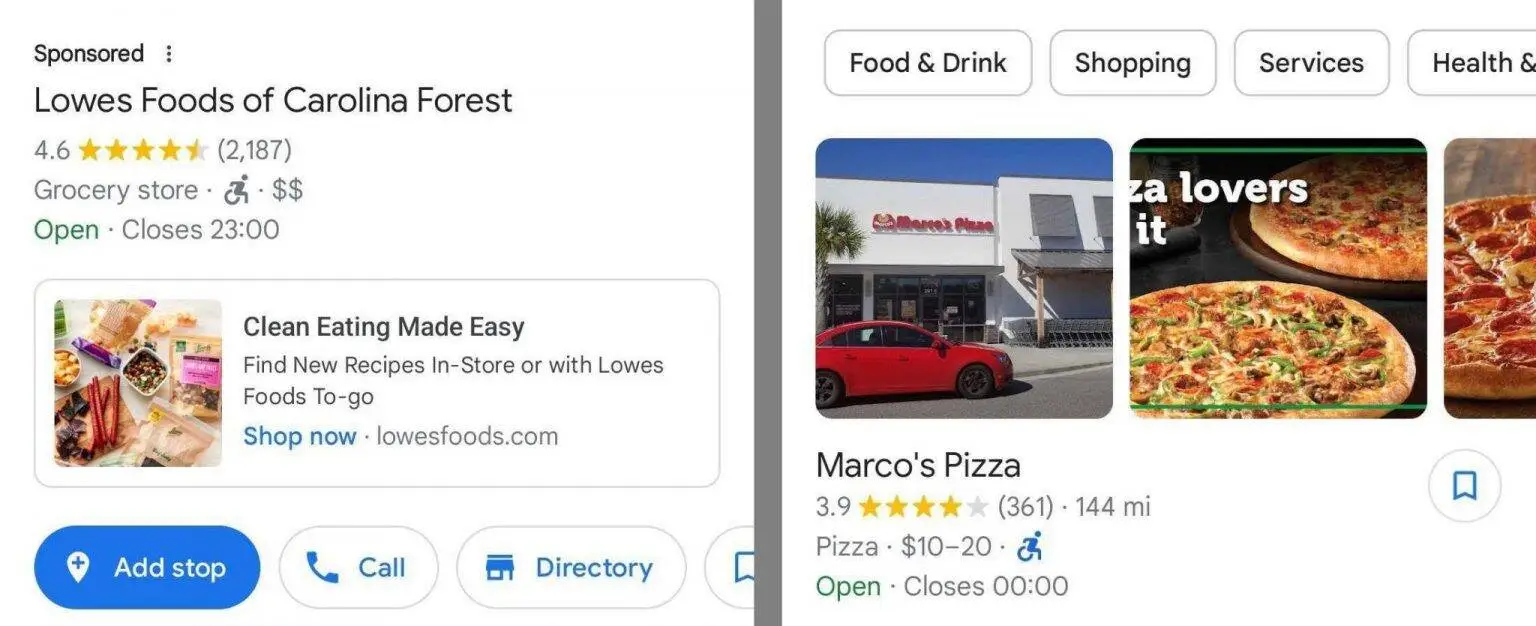 Google Maps Ads How to Advertise - Lowes Foods Of Carolina Forest Ad Google Maps Advertising 1 