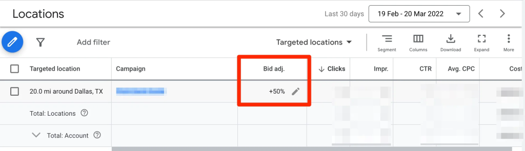 Optimize bidding strategies based on location