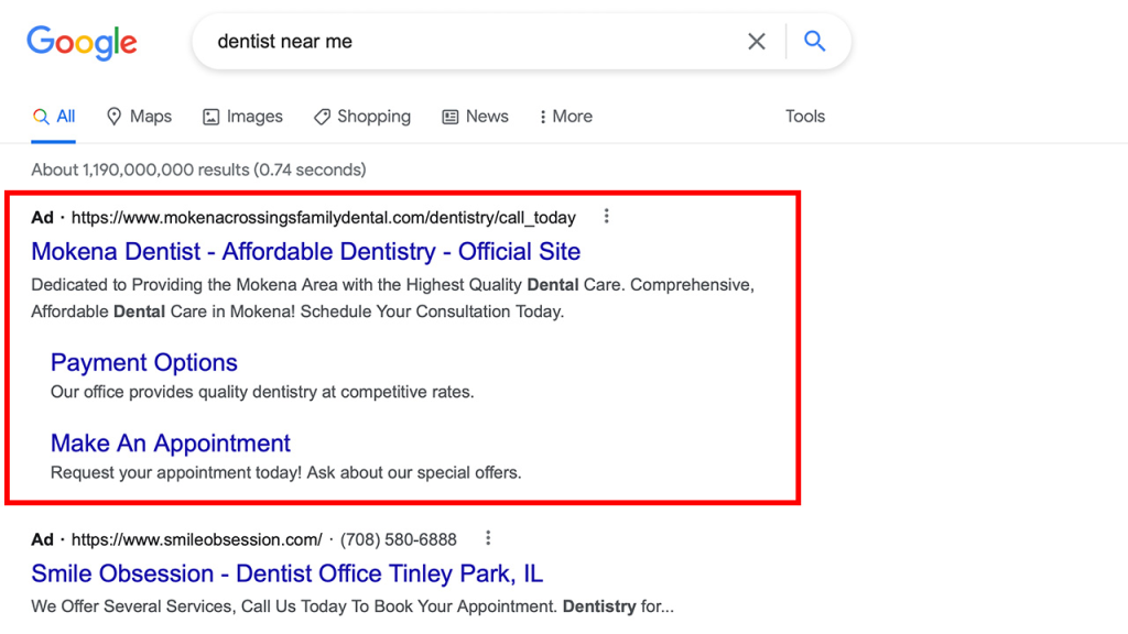 Top Google Ads Keywords for Dentists
