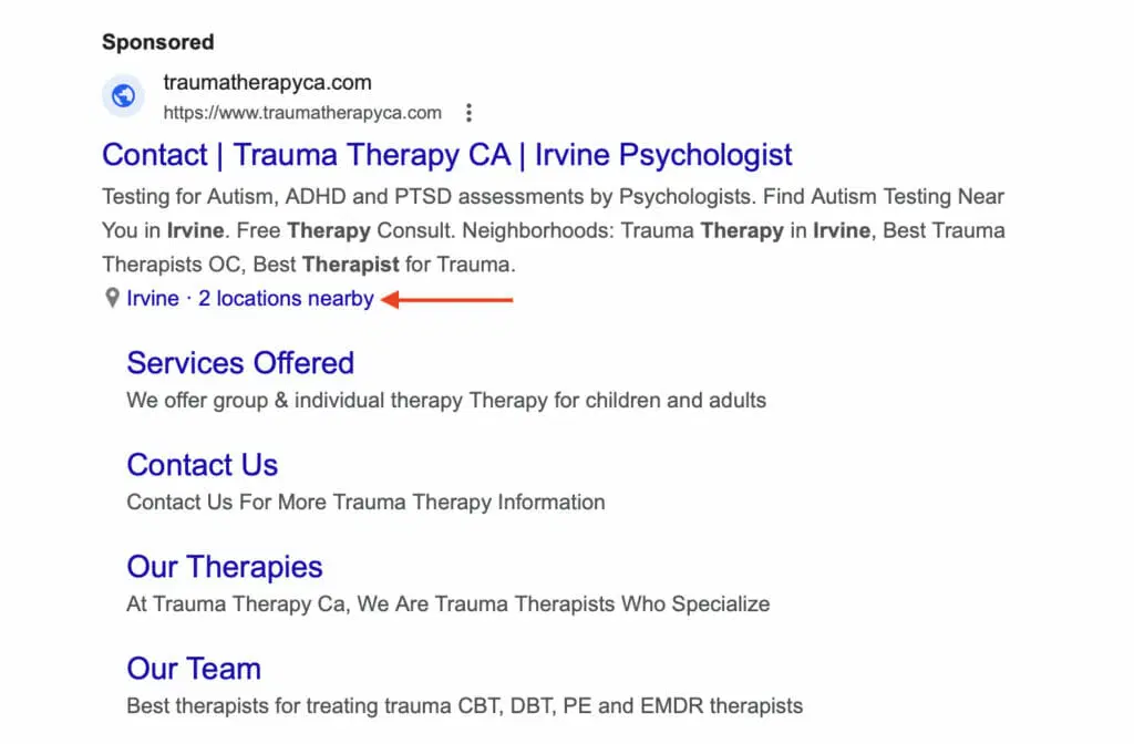 Google ads for therapists_Use location extensions