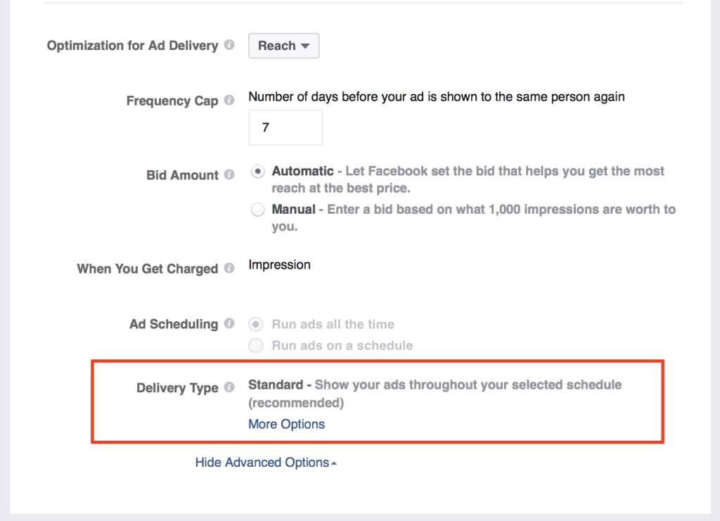 Optimization for Ad Delivery facebook ads