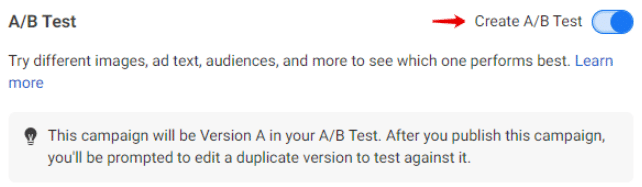 Create A/B test