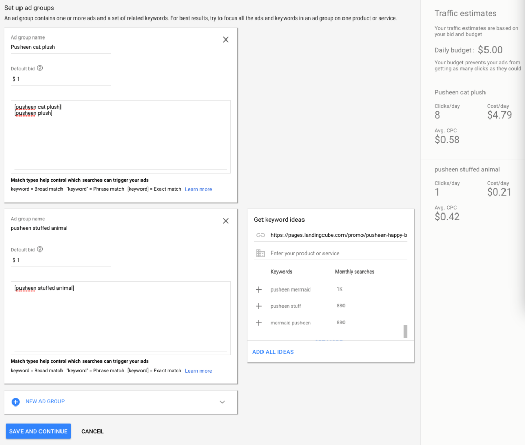 Ensure chosen keywords are relevant to each other