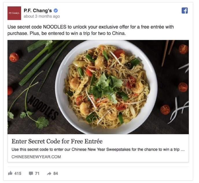 Facebook ads for restaurants case study_P.F. Chang