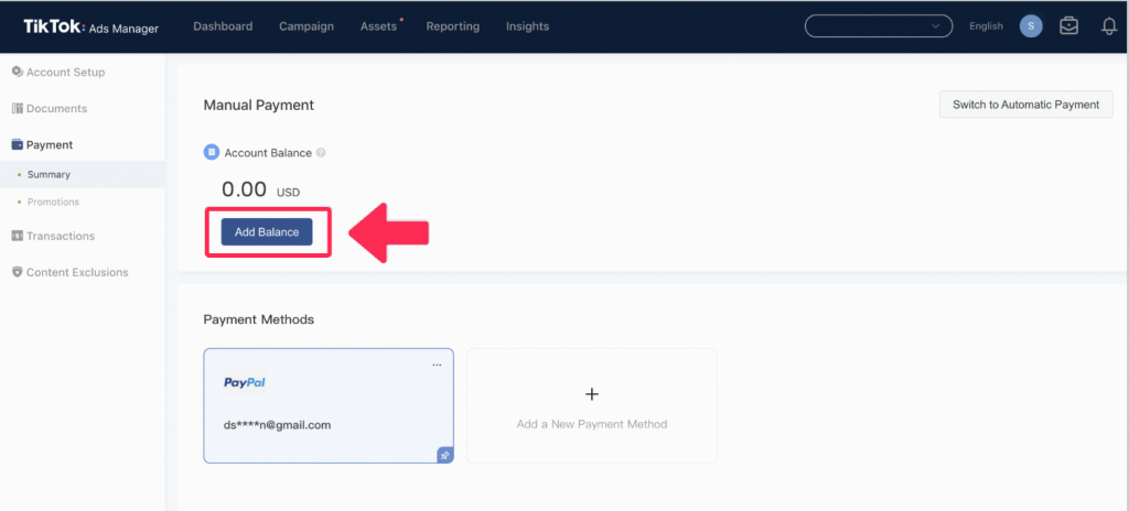 add balance tiktok not delivering