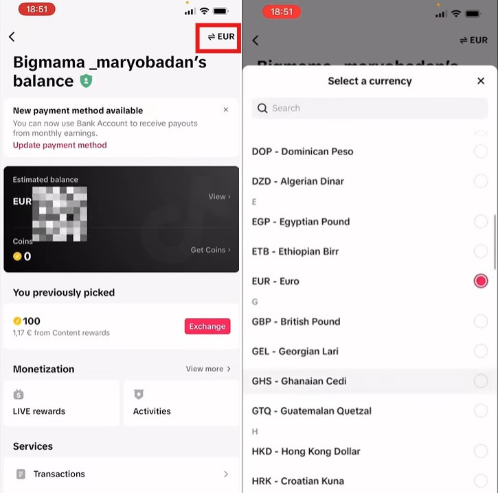 tiktok currency