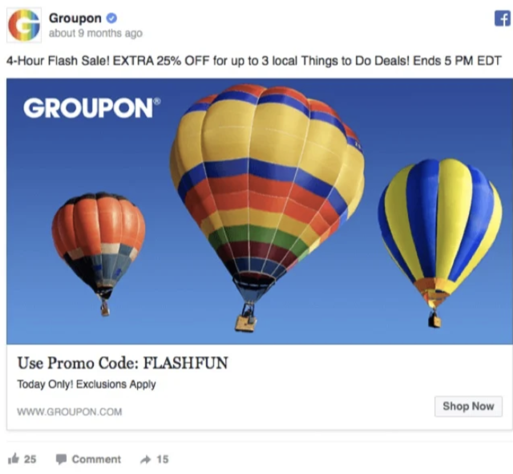 facebook ad ctr example FOMO and Urgency