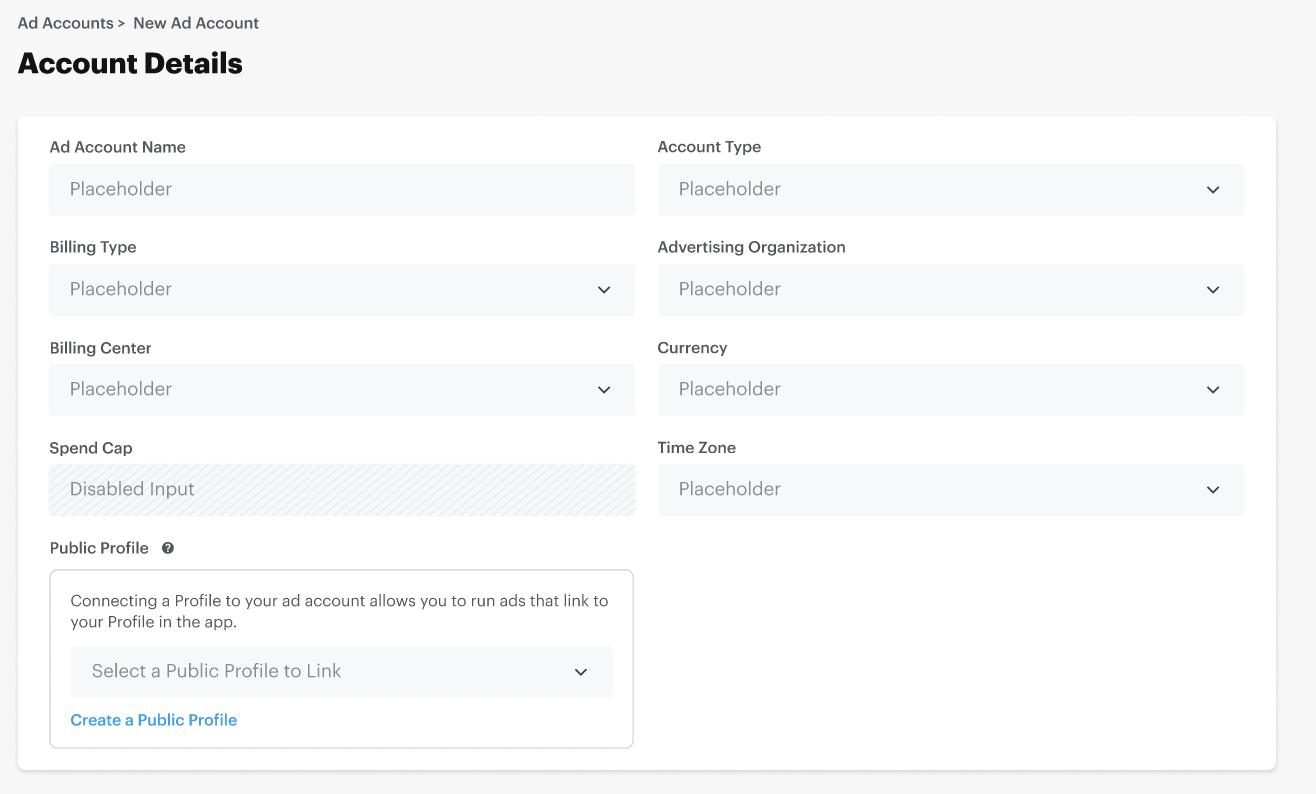 Fill out your ad account information