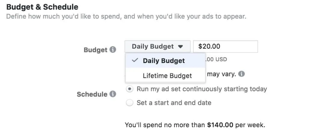 Daily and Lifetime budgets