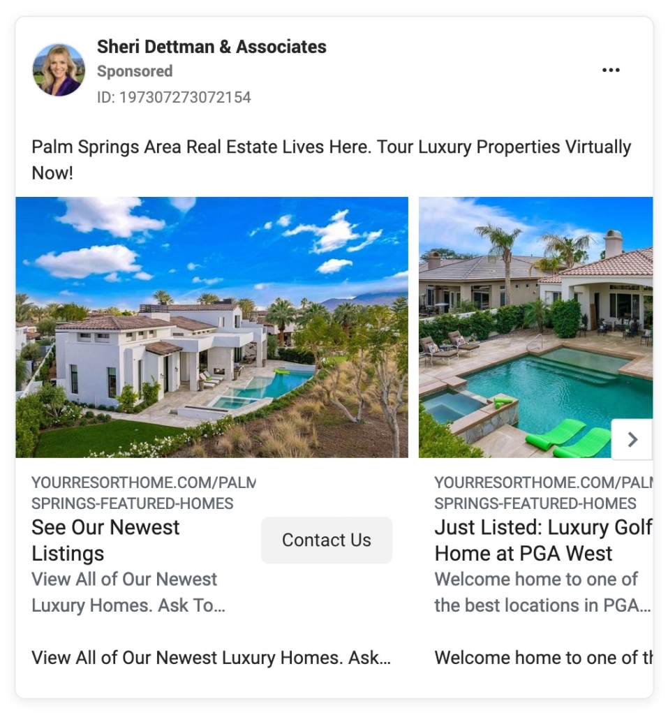 Facebook carousel ads for real estate