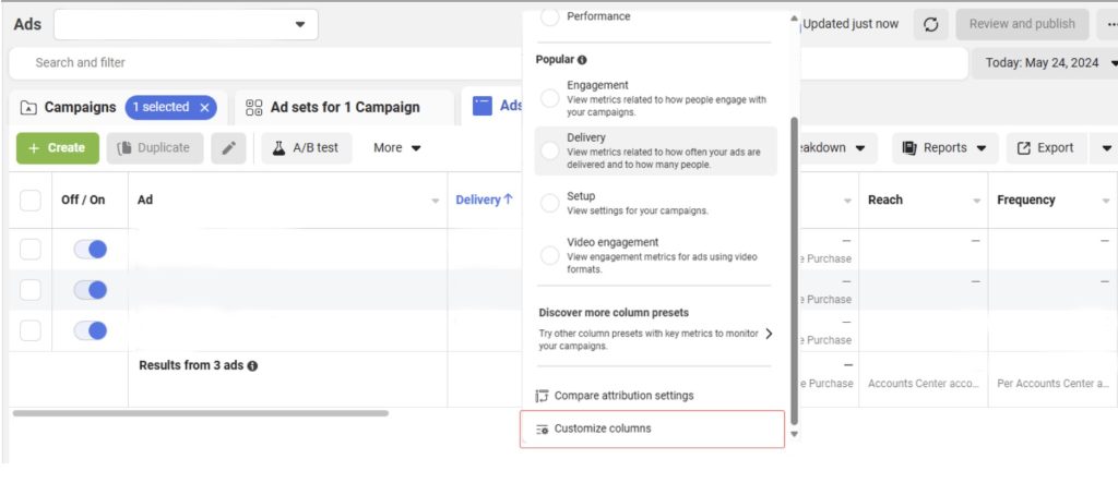 step 3 facebook ad frequency