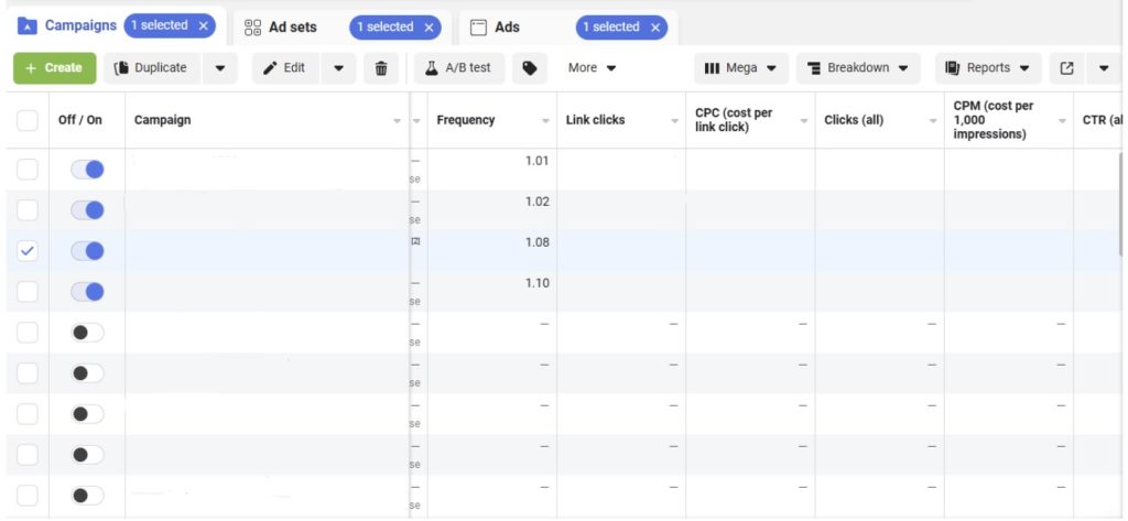 step 4 facebook ad frequency