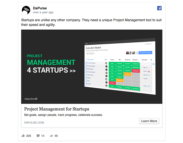 B2B Facebook Ad Examples_DaPulse